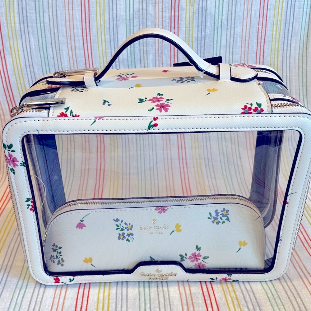 Kate Spade Floral Makeup Case Staci Garden Bouquet Travel Cosmetic Set of 2 NWT - Picture 3 of 8